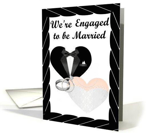 We're Engaged- caucasian- Silver Rings, Tux and Gown card (1077582)