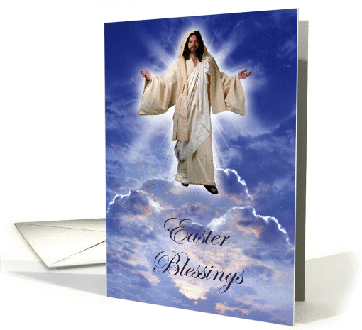 Easter Blessings - Jesus on clouds - Religious card (1201740)