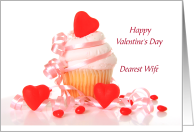 Happy Valentine’s Day Dearest Wife - Cupcake with Hearts card