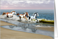 Painted Ocean- Horses Running, blank card