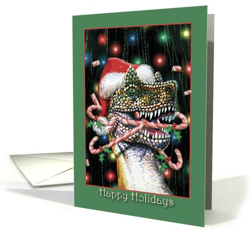 Dinosaur - Happy Holidays - blank card (682076)