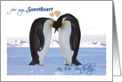 Birthday for Sweetheart (Male) Boyfriend, Pair Penguins, Hearts card