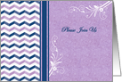 Wedding Invitation, chevrons, blue and violet card