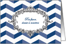 Wedding Invitation, in Spanish, chevrons, antique frame card