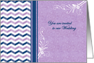 Wedding Invitation, chevrons, violet and blue card