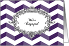 Engagement Announcement, chevrons, violet, vintage frame card