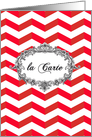 Wedding Menu, French, Chevrons, Red, vintage frame card