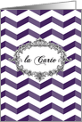 Wedding Menu card, French, Chevrons, Purple, antique frame card