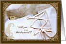 Wedding Request for Bridesmaid - Wedding Dress Closeup card