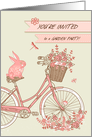 Invitation, Garden Party, Pink Bicycle, Rabbit, Flower Basket card