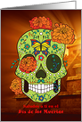 Dia de los Muertos in Spanish - Sugar Skull, Flowers, Mayan Pyramid card