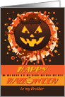 Halloween Pumpkin for Brother, Grunge Funny Well-lit Cheers card