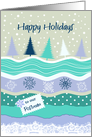 Happy Holidays for Postman Fir Trees Snowflakes Scrapbooking Look card