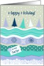 Happy Holidays for Teacher Fir Trees Snowflakes, Scrapbooking Look card