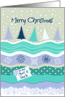 Christmas for Aunt & Uncle, Fir Trees Snowflakes, Scrapbooking Look card