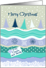 Christmas for Cousin & Family Fir Trees Snowflakes Scrapbooking Look card
