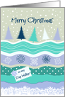 Christmas for Dog Walker, Fir Trees Snowflakes Scrapbooking Look card