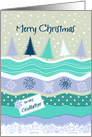 Christmas for Godfather, Fir Trees Snowflakes, Scrapbooking Look card