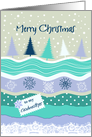 Christmas for Godmother, Fir Trees Snowflakes Lace Scrapbooking Look card