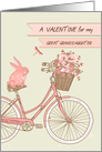Valentine’s Day for Great Granddaughter, Bicycle, Rabbit Flower Basket card