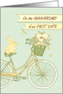 Anniversary, First Date - Retro Bicycle & Cartoon Rabbit card