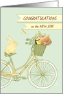 Congratulations on New Job, Retro Bicycle, Rabbit, Briefcase card