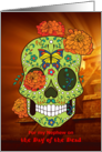 Day of the Dead for Nephew, Sugar Skull and Flowers, Pyramid card