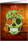 Day of the Dead for Cousin, Sugar Skull and Flowers, Pyramid card
