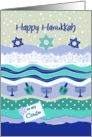 Hanukkah for Cousin, Menorah, Dreidel, Torn Paper Scrapbooking Look card