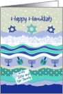 Hanukkah, for Sister and Family, Menorah, Dreidels, Scrapbooking Look card