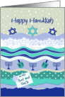 Hanukkah for Aunt & Uncle, Menorahs Dreidels Lace Scrapbooking Look card