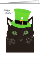 St. Patrick’s Day for Boyfriend, Beau, Cat wears Top Hat, Irish Toast card