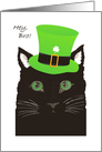 St. Patrick’s Day for Bro, Brother, Black Cat wears Top Hat card