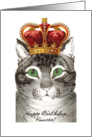Birthday for Fiancee, Cat wears Crown, You are a Treasure card