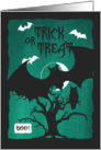 Halloween Trick or Treat Moon Owl Bats & Poem card