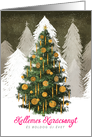 Christmas Tree in Snow Pleasant Christmas Happy New Year in Hungarian card