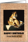 Happy Birthday, from both of us, boxer and cat cuddling card