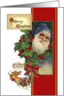 Christmas, Santa poem, sleigh and holly card