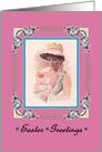 Easter Greetings Pretty Woman in Bonnet Art Nouveau Style card