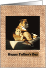 Father’s Day card Boxer cuddling with Tabby Cat card