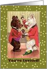Invitation Coming Out Party Two Dressed Bears Champagne card