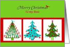 Christmas, for boss, Christmas trees card