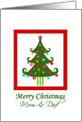 Christmas for Mom and Dad, Whimsical Christmas Tree card