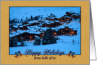 Happy Holidays, from Both, ski resort at night card