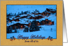 Happy Holidays, from All of Us, ski resort at night card