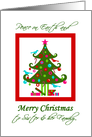 Merry Christmas, Decorated Tree for Sister & Family, Peace on Earth card