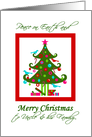 Christmas Tree card for Uncle and Family, Merry / Peace on Earth card