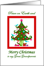 Christmas Tree card for Great Grandparents, Merry / Peace on Earth card