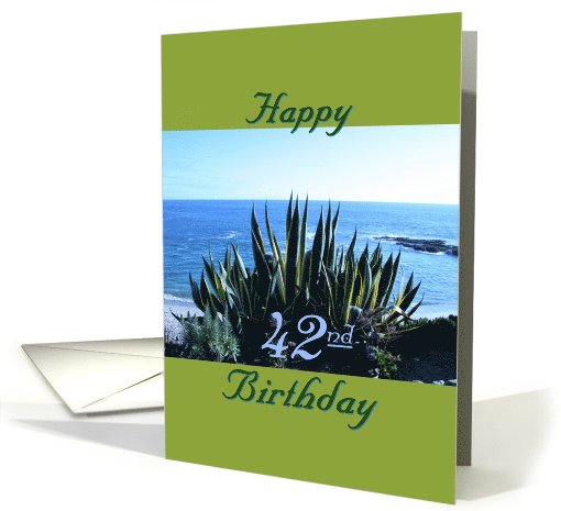Birthday, 42nd, Century plant, poem, Ocean beach card (1050429)