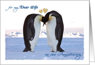Wedding Anniversary, for Wife, Penguin Pair with Hearts card